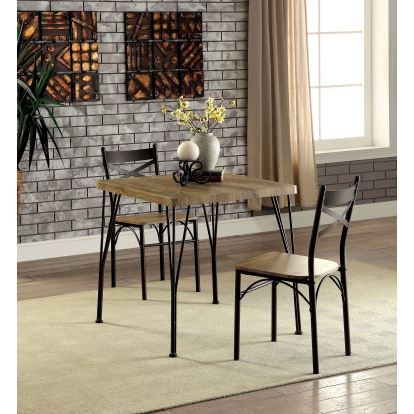 Slingsbury Industrial Dark Bronze/Natural 3 Piece 29" Dining Table Set Model CM3279T-29-3PK by Furniture of America