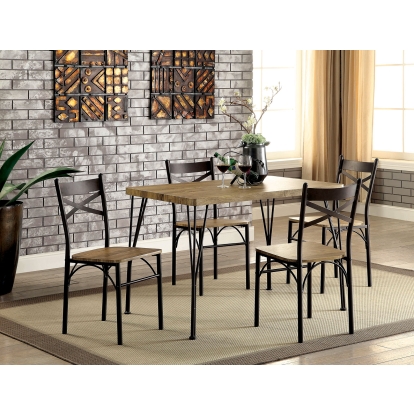 Banbury Industrial Dark Bronze/Natural 5 Piece 43" Dining Table Set Model CM3279T-43-5PK by Furniture of America