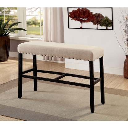 Sania Rustic Antique Black/Beige Bar Height Bench Model CM3324BK-BBN by Furniture of America