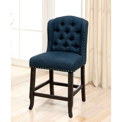 Sania Rustic Antique Black/Blue Counter Height Wingback Chair (Set of 2) Model CM3324BK-BL-PCW-2PK by Furniture of America