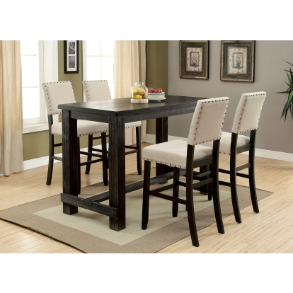 Sania Rustic Antique Black/Ivory 5 Piece Bar Table Set Model CM3324BK-BT-5PC by Furniture of America