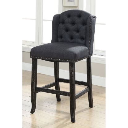 Sania Rustic Antique Black/Gray Bar Height Wingback Chair (Set of 2) Model CM3324BK-GY-BCW-2PK by Furniture of America