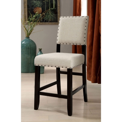 Sania Rustic Antique Black/Beige Counter Height Chair (Set of 2) Model CM3324BK-PC-2PK by Furniture of America