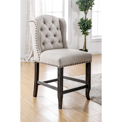 Sania Rustic Antique Black/Beige Counter Height Wingback Chair (Set of 2) Model CM3324BK-PCW-2PK by Furniture of America