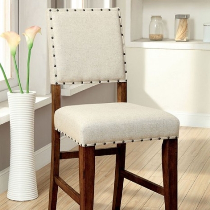 Furniture of America Sania Rustic Linen-Like Solid with Wood Rustic Oak Counter Ht. Chair (2-Box) Model CM3324PC-2PK