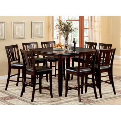 Edgewood Transitional Espresso 9 Piece Counter Height Dining Table Set Model CM3336PT-9PC by Furniture of America