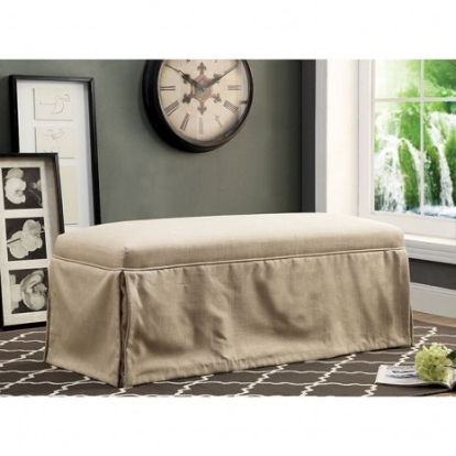 Furniture of America Kortrijk Transitional Linen-Like Solid with Wood Beige Bench Model CM3341BN-BG-3A