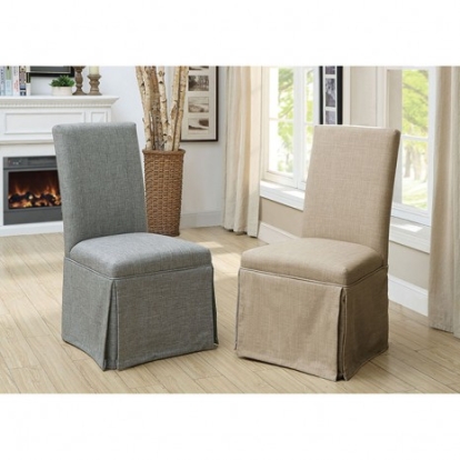 Furniture of America Kortrijk Gray Gray Linen-Like Solid with Wood Side Chair Model CM3341SC-GY-2PK-3A