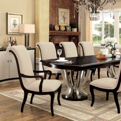 Furniture of America Ornette Transitional Solid with Wood Veneer Espresso-Champagne Dining Table Model CM3353T-TABLE