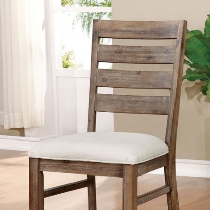 Furniture Of America Lidgerwood Industrial Linen-Like, Solid Wood, Others Natural Tone/White Side Chair (2/Box) | CM3358SC-2PK
