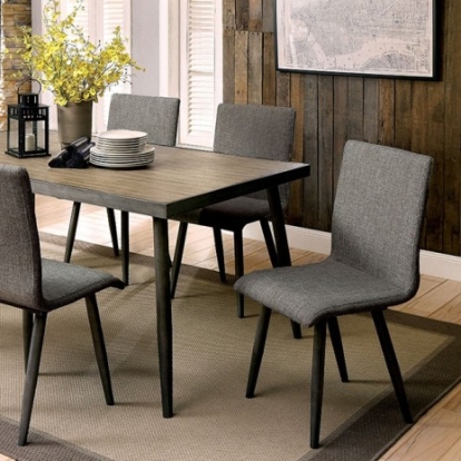 Furniture of America Vilhelm Mid-Century Modern Linen-Like Metal Gray Dining Table Model CM3360T
