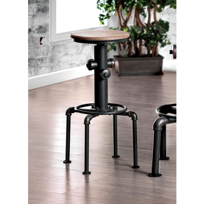 Foskey Industrial Antique Black/Natural Tone Bar Stool (Set of 2) Model CM3367BC-2PK by Furniture of America