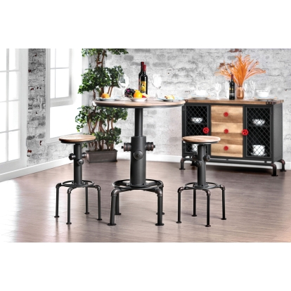 Foskey Industrial Antique Black/Natural Tone 3 Piece Bar Table Set Model CM3367BT-3PC by Furniture of America