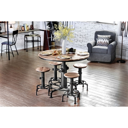 Foskey Industrial Antique Black/Natural Tone 5 Piece Dining Table Set Model CM3367PT-5PC by Furniture of America