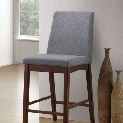 Furniture of America Marten Mid-Century Modern Fabric Solid with Wood Brown Cherry-Gray Counter Ht. Chair (2-Box) Model CM3372PC-2PK
