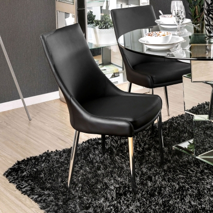 Izzy Contemporary Silver/Black Side Chair Model CM3384BK-SC-2PK by Furniture of America