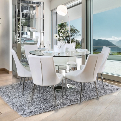 Izzy Contemporary Silver Round Dining Table Model CM3384RT-TABLE by Furniture of America