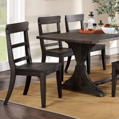 Furniture of America Leonidas Rustic Solid with Wood Antique Black Dining Table Model CM3389BK-T-TABLE