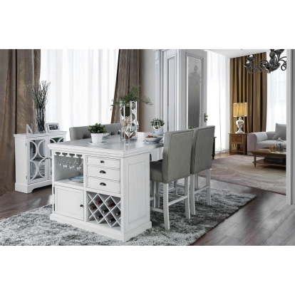 Sutton Transitional Antique White 5 Piece Dining Table Set Model CM3390PT-5PC by Furniture of America