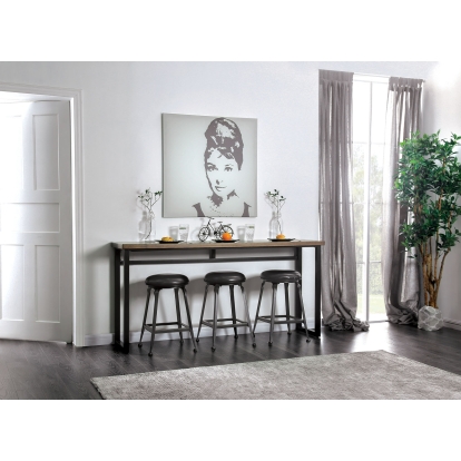 Mullins Industrial Rustick Oak/Black 4 Piece Counter Height Table Set Model CM3392PT-4PK by Furniture of America