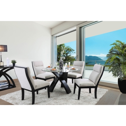 Jasmin Contemporary Black/White 5 Piece Round Dining Table Set Model CM3393RT-5PC by Furniture of America