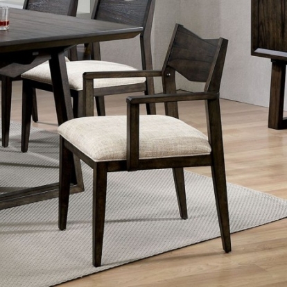 Furniture of America Meridian Transitional Fabric Solid with Wood Paper Veneer Dark Walnut Arm Chair Model CM3398AC-2PK