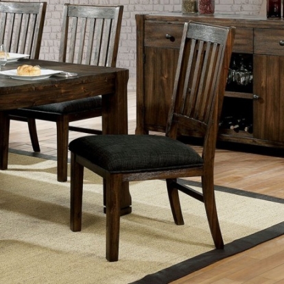 Furniture Of America Scranton Rustic Fabric, Solid Wood, Wood Veneer, Others Walnut Side Chair (2/Ctn) | CM3410SC-2PK