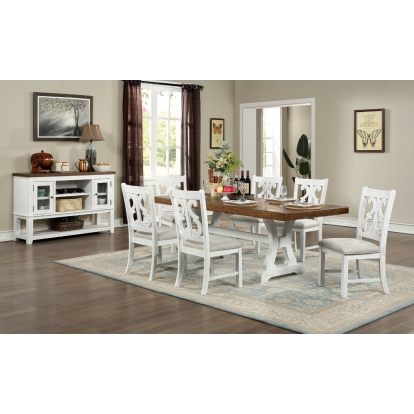 Auletta Rustic Distressed White/Distressed Dark Oak 7 Piece Dining Table Set Model CM3417T-7PC by Furniture of America