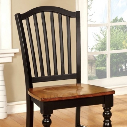 Furniture Of America Mayville Transitional Solid Wood, Wood Veneer, Others Black/Antique Oak Side Chair (2/Box) | CM3431SC-2PK