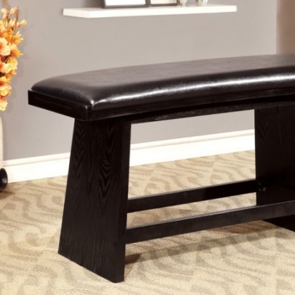 Furniture of America Hurley Contemporary Leatherette Solid with Wood Black Counter Ht. Bench Model CM3433PBN