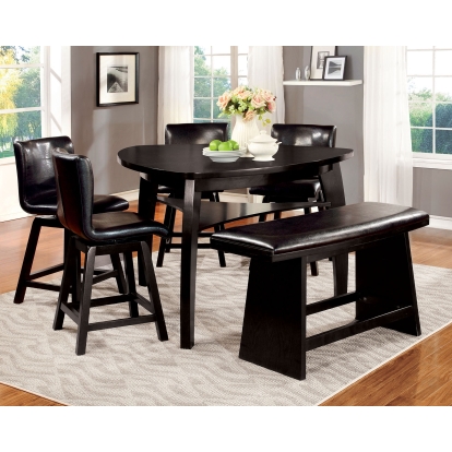 Hurley Contemporary Black 7 Piece Counter Height Table Set Model CM3433PT-7PC by Furniture of America