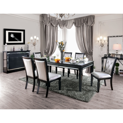 Alena Transitional Black/Silver 7 Piece Dining Table Set Model CM3452BK-T-7PC by Furniture of America