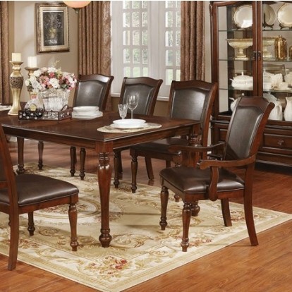 Furniture of America Sylvana Traditional Solid with Wood Veneer Brown Cherry-Espresso Dining Table Model CM3453T