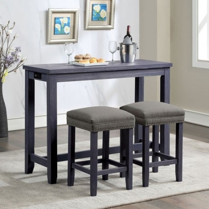 Furniture Of America Caerleon Rustic Solid Wood, Wood Veneer, Others Antique Blue/Gray 3 Pc. Counter Ht. Set | CM3474BL-PT-3PK