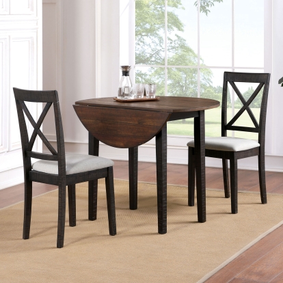 Veneta Transitional Dark Oak/Walnut 3 Piece Dining Table Set Model CM3477RT-3PK by Furniture of America