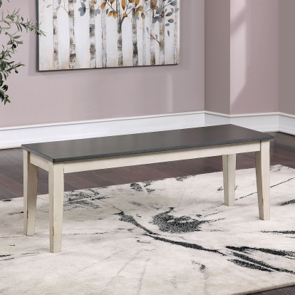 Frances Rustic Antique White/Gray Bench Model CM3478WH-BN by Furniture of America