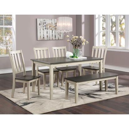 Frances Rustic Antique White/Gray 6 Piece Dining Table Set Model CM3478WH-T-6PC by Furniture of America