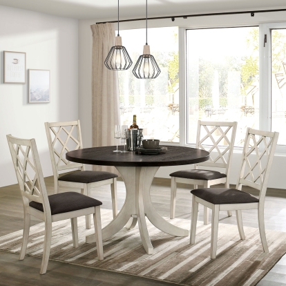 Haleigh Transitional Antique White/Dark Walnut 5 Piece Dining Table Set Model CM3491RT-5PC by Furniture of America