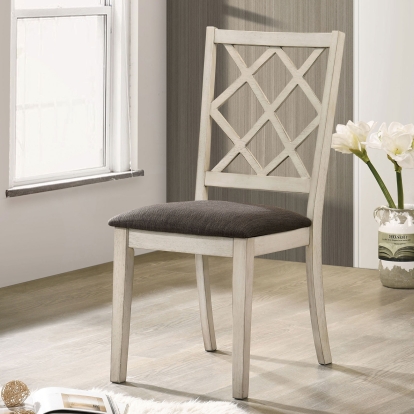 Haleigh Transitional Antique White/Gray Side Chair (Set of 2) Model CM3491SC-2PK by Furniture of America