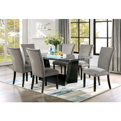 Opheim Contemporary Gray/Black 7 Piece Dining Table Set Model CM3496T-7PC by Furniture of America