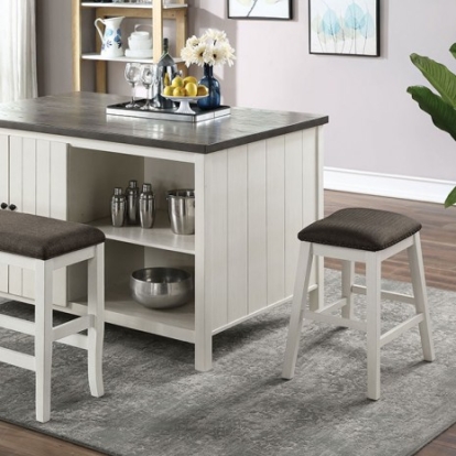 Furniture of America Heidelberg Transitional Solid with Wood Veneer Off-White-Dark Gray Counter Ht. Table Model CM3498PT-TABLE