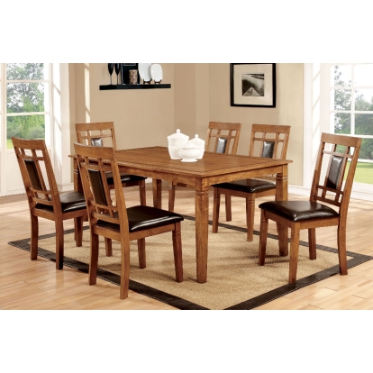 Freeman Transitional Light Oak/Espresso 7 Piece Dining Table Set Model CM3502T-7PK by Furniture of America