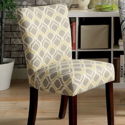 Furniture Of America Prue Contemporary Fabric, Solid Wood, Others Yellow/Gray Accent Chair (2/Box) | CM3507Y-SC-2PK