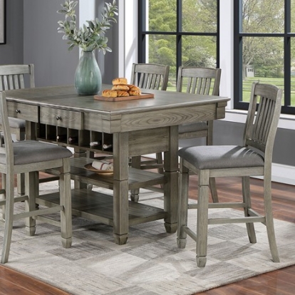 Furniture Of America Anaya Transitional Solid Wood, Wood Veneer, Others Gray Counter Ht. Table | CM3512GY-PT-TABLE