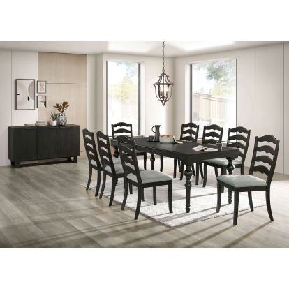 Philipsburg Transitional Antique Black 9 Piece Dining Table Set Model CM3513BK-T-9PC by Furniture of America