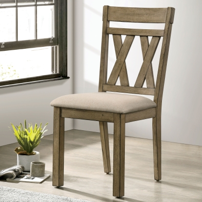 Templemore Rustic Light Brown/Beige Side Chair (Set of 2) Model CM3514BR-SC-2PK by Furniture of America