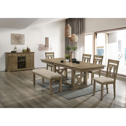 Templemore Rustic Light Brown/Beige 6 Piece Dining Table Set with Bench Model CM3514BR-T-6PC-BN by Furniture of America