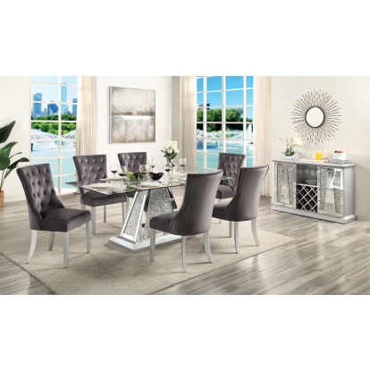 Regensdorf Glam Metallic Silver/Dark Gray 7 Piece Dining Table Set Model CM3516T-7PC by Furniture of America