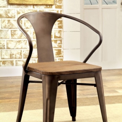 Furniture Of America Cooper Industrial Metal, Solid Wood, Wood Veneer, Others Dark Bronze/Dark Oak Side Chair (2/Box) | CM3529SC-2PK
