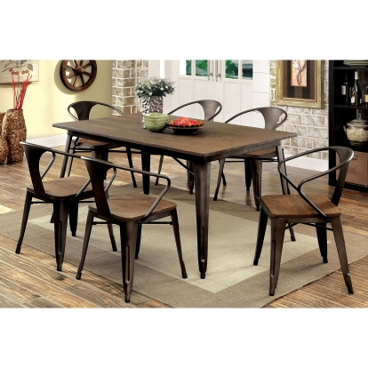 Cooper Industrial Dark Bronze/Dark Oak Dining Table Model CM3529T by Furniture of America